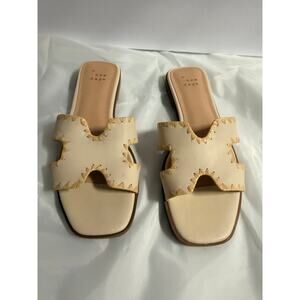 A New Day Women's Helena Whipstitch Slide Open Toe Sandal Beige 5.5